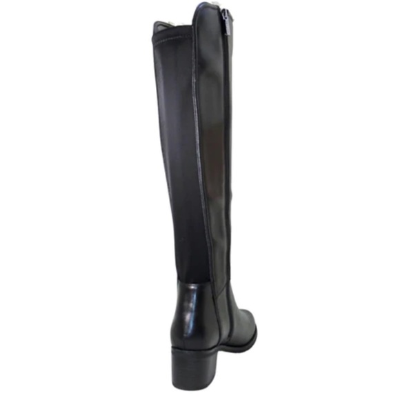 Daria VALDINI BLACK LEATHER KNEE HIGH waterproof Boots Size 8.5 - Picture 3 of 5